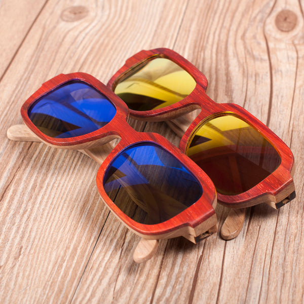 lunettes de soleil en bois rétro polarisées artisanales en bois pas cher, en promo sur nature et zen