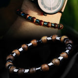 Bracelet magnétique Hématite et perles de Bois
