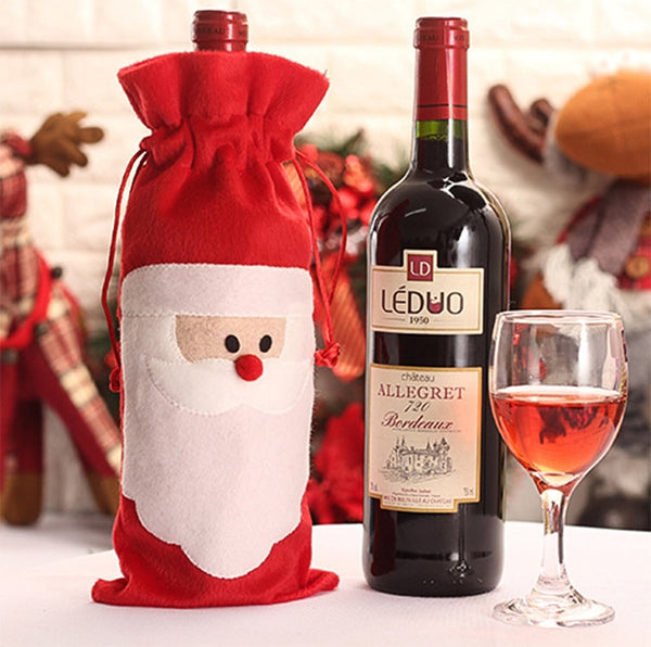 Décoration de bouteille de vin de Noël, cadeau de noël et emballage cadeau