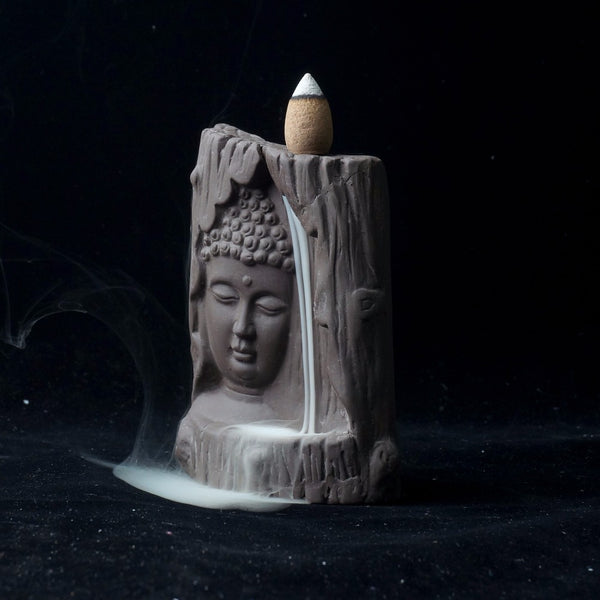Brûleur d'encens Bouddha en céramique, superbe pièce Nature et Zen