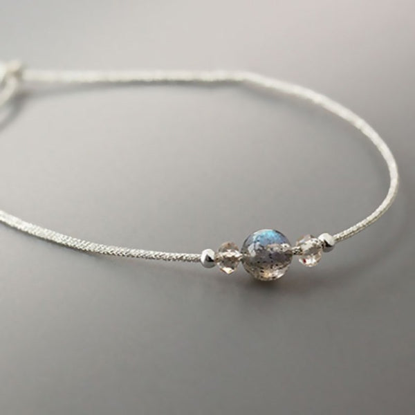 acheter bracelet pierre de lune arc-en-ciel perles de cristal et argent, pas cher en boutique