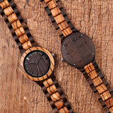 Montre en bois personnalisée Magnifique montre pour homme artisanale en bois d"ébène et bois zébré. Réalisée à la main en édition limitée, livrée dans sa superbe boite en bois. Vous pourrez la personnaliser en la  faisant graver.