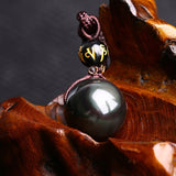 lithothérapie, Magnifique collier pendentif bijou sculpté en Obsidienne, œil céleste arc-en-ciel.