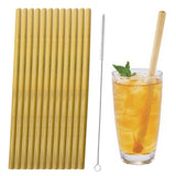 12 pailles en bambou écologiques et réutilisables, avec brosse de nettoyage