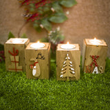 Bougeoirs de Noël en bois Superbes petits bougeoirs en bois, réalisés à la main, qui apporteront une touche artisanale à votre décoration de Noël !