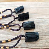 Collier et pendentif en pierre de tourmaline noir naturelle